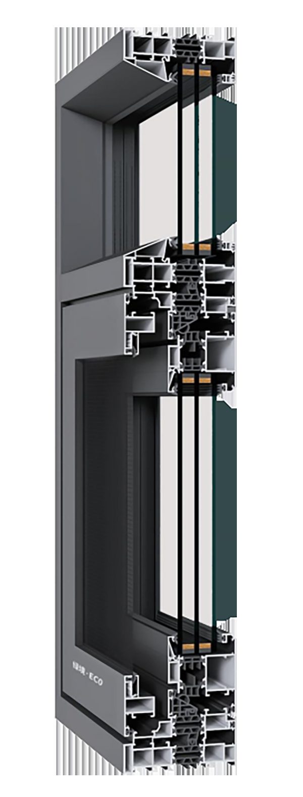 ECO110T 高性能外开窗纱一体型材断面